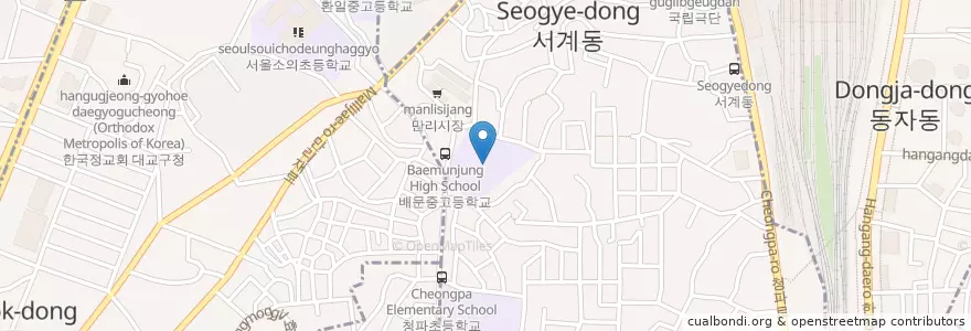 Mapa de ubicacion de 배문중학교 en 韩国/南韓, 首尔, 龍山區.