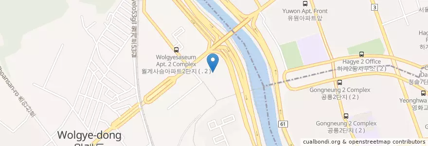 Mapa de ubicacion de 녹천중학교 en كوريا الجنوبية, سول, 노원구, 월계3동.