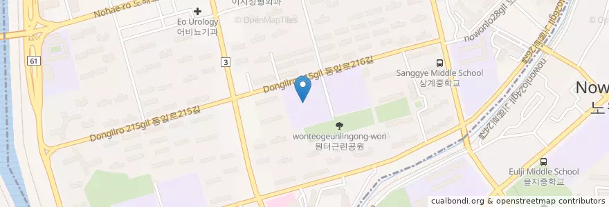 Mapa de ubicacion de 신상중학교 en 대한민국, 서울, 노원구, 상계6·7동.