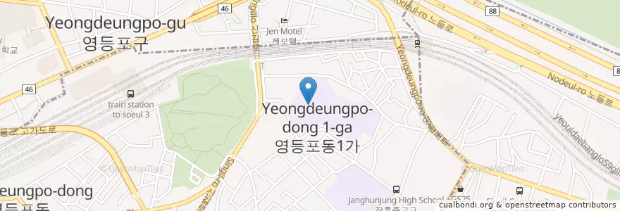 Mapa de ubicacion de 영원중학교 en Südkorea, Seoul, 영등포구, 영등포본동.