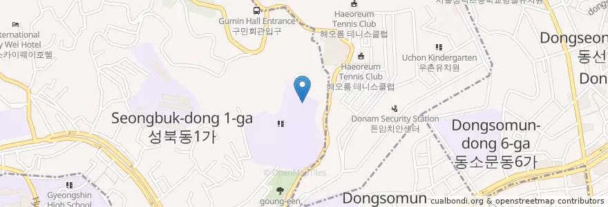 Mapa de ubicacion de 동구여자중학교 en Corée Du Sud, Séoul, 성북구, 성북동.
