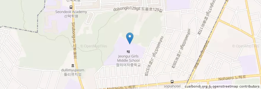 Mapa de ubicacion de 정의여자중학교 en Korea Selatan, 서울, 도봉구, 쌍문4동.