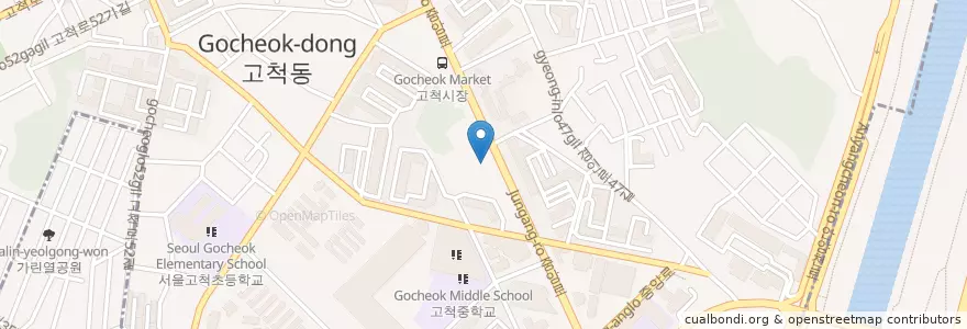 Mapa de ubicacion de 고척중학교 en 대한민국, 서울, 구로구, 고척1동.