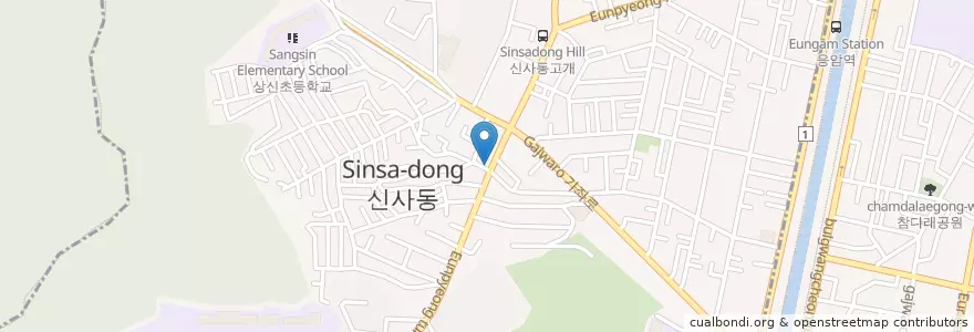 Mapa de ubicacion de Sangsin Middle School en South Korea, Seoul, Eunpyeong-Gu, Sinsa 1(Il)-Dong.