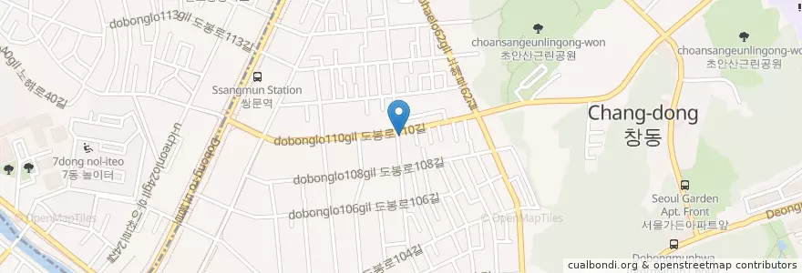 Mapa de ubicacion de 선덕중학교 en Korea Selatan, 서울, 도봉구, 창1동, 창2동.