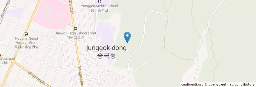Mapa de ubicacion de 대원중학교 en 대한민국, 서울, 광진구, 중곡4동.