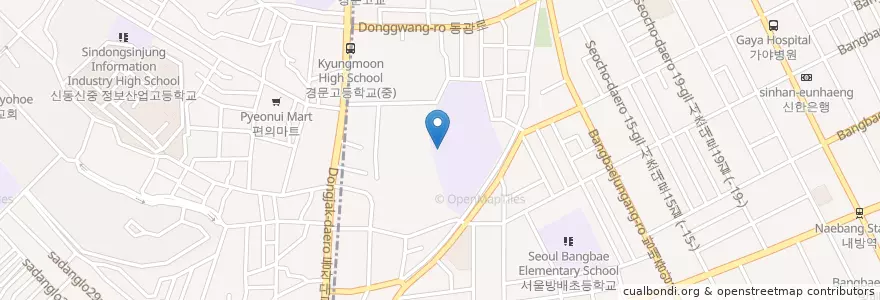 Mapa de ubicacion de 서문여자중학교 en Республика Корея, Сеул, 서초구, 방배동.