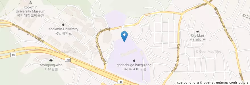 Mapa de ubicacion de 고려대사대부속중학교 en 대한민국, 서울, 성북구, 정릉3동.