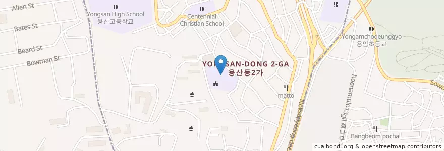 Mapa de ubicacion de 서울보성여자중학교 en 韩国/南韓, 首尔, 龍山區, 용산2가동.