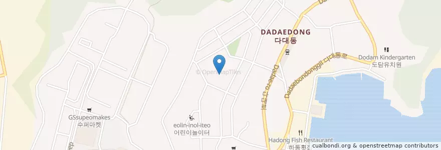 Mapa de ubicacion de 다대중학교 en Coreia Do Sul, Busan, 사하구, 다대동.