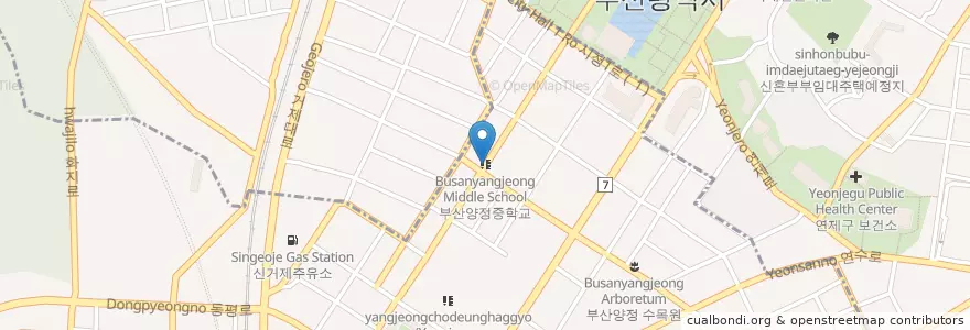 Mapa de ubicacion de 부산양정중학교 en Coreia Do Sul, Busan, 연제구.