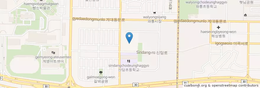 Mapa de ubicacion de 신당중학교 en Coreia Do Sul, Daegu, 달서구, 신당동.