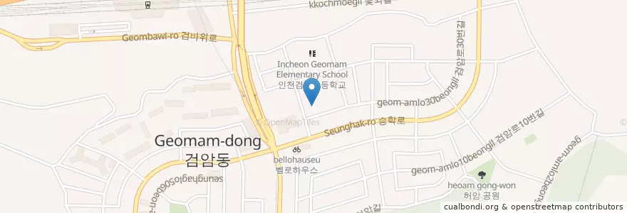 Mapa de ubicacion de 검암중학교 en 大韓民国, 仁川広域市, 西区.
