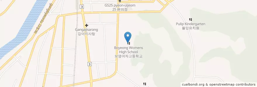 Mapa de ubicacion de 보영여자중학교 en 대한민국, 경기도, 동두천시.