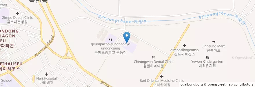 Mapa de ubicacion de 금파중학교 en 大韓民国, 京畿道, 金浦市.
