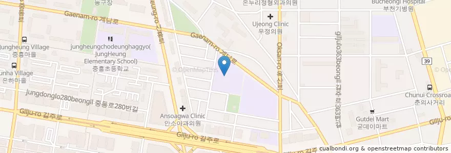 Mapa de ubicacion de 부천부흥중학교 en Korea Selatan, Gyeonggi, 부천시.