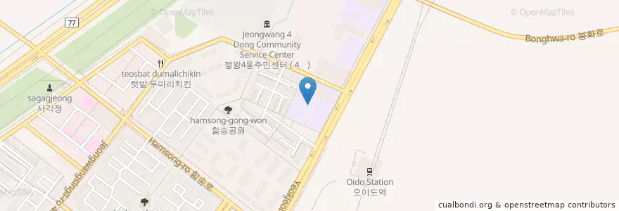 Mapa de ubicacion de 함현중학교 en 대한민국, 경기도, 시흥시.