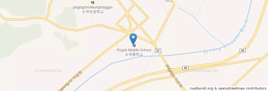 Mapa de ubicacion de 포곡중학교 en كوريا الجنوبية, 경기도, 용인시, 처인구.