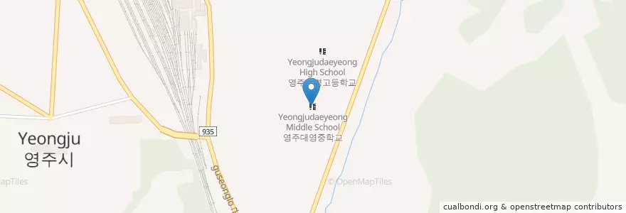 Mapa de ubicacion de 영주대영중학교 en 대한민국, 경상북도, 영주시.