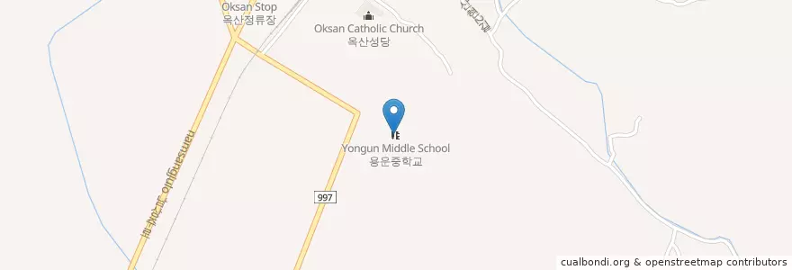 Mapa de ubicacion de 용운중학교 en Güney Kore, 경상북도, 상주시.