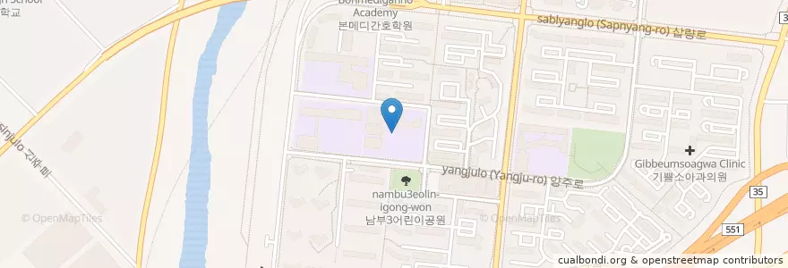 Mapa de ubicacion de 양산중앙중학교 en Korea Selatan, Gyeongsang Selatan, 양산시.