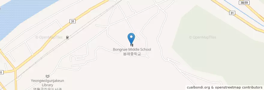 Mapa de ubicacion de 봉래중학교 en Республика Корея, Канвондо, 영월군.