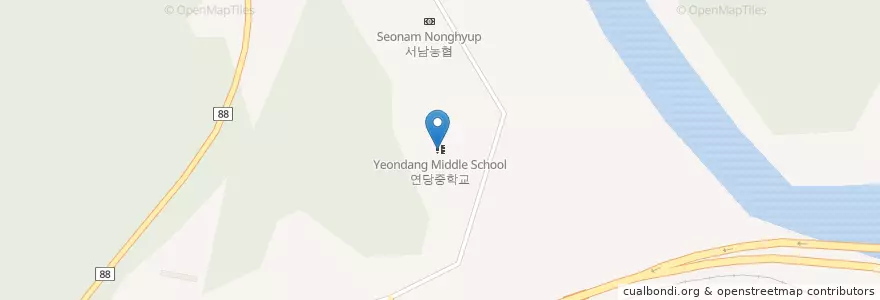 Mapa de ubicacion de 연당중학교 en 大韓民国, 江原道, 寧越郡.