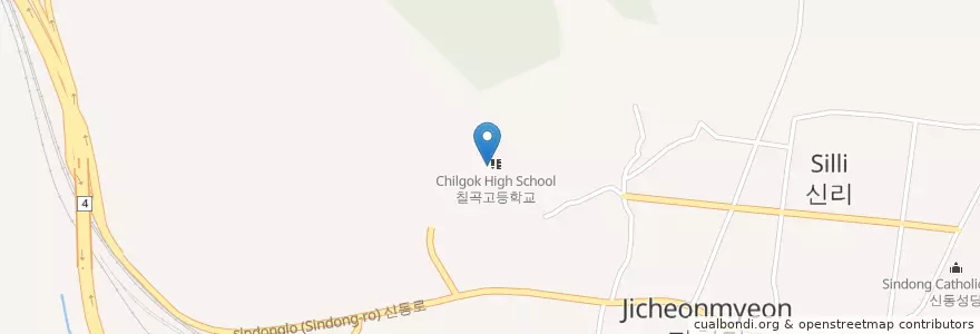 Mapa de ubicacion de 신동중학교 en Corea Del Sur, Gyeongsang Del Norte, 칠곡군.