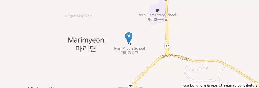 Mapa de ubicacion de 마리중학교 en كوريا الجنوبية, 경상남도, 거창군.