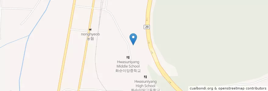 Mapa de ubicacion de 화순이양중학교 en 대한민국, 전라남도, 화순군.