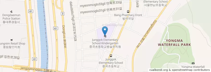 Mapa de ubicacion de 서울중곡초등학교 en Korea Selatan, 서울, 면목4동.