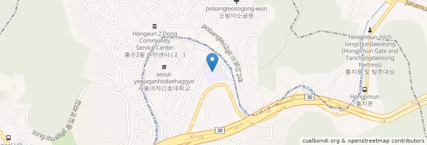 Mapa de ubicacion de 서울홍은초등학교 en 韩国/南韓, 首尔, 西大門區, 홍은동, 홍은1동.