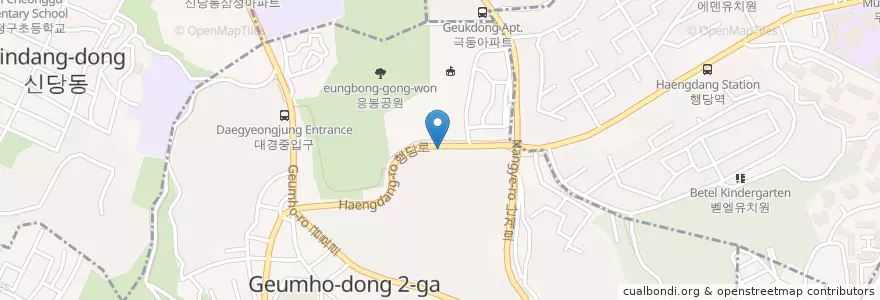 Mapa de ubicacion de 금북초등학교 en Güney Kore, Seul, 성동구, 금호1가동.