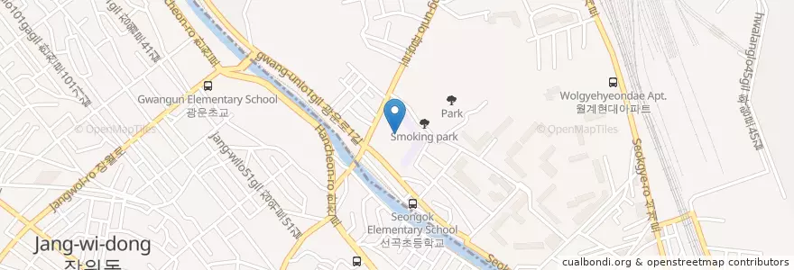 Mapa de ubicacion de 서울선곡초등학교 en 대한민국, 서울, 노원구, 월계1동.