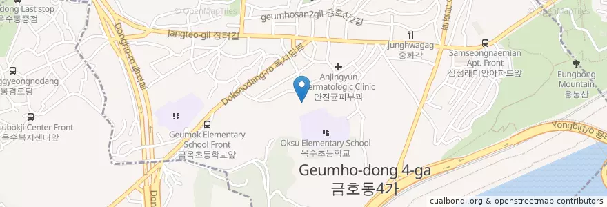 Mapa de ubicacion de 서울옥수초등학교 en Corée Du Sud, Séoul, 성동구, 금호4가동.