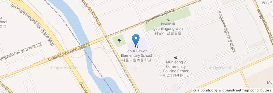 Mapa de ubicacion de 서울가원초등학교 en کره جنوبی, سئول, 송파구, 가락1동.