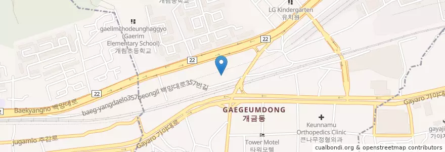 Mapa de ubicacion de 개금초등학교 en 大韓民国, 釜山, 釜山鎮区, 開琴洞.
