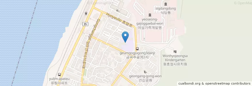 Mapa de ubicacion de 금창초등학교 en 大韓民国, 釜山, 北区, 金谷洞.