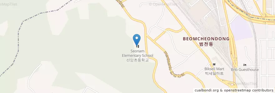Mapa de ubicacion de 선암초등학교 en 대한민국, 부산, 부산진구, 범천동.
