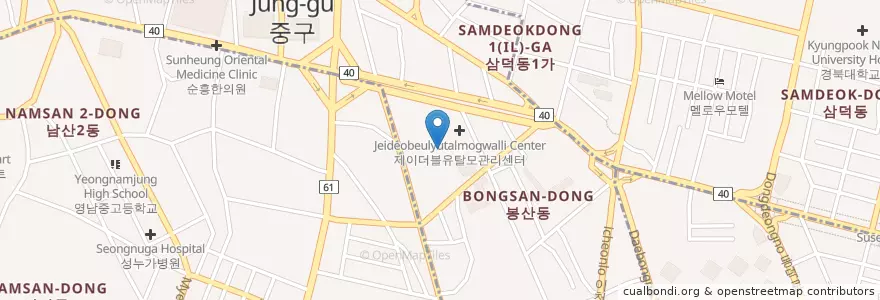 Mapa de ubicacion de 대구초등학교 en کره جنوبی, دائجو, 중구, 성내동.