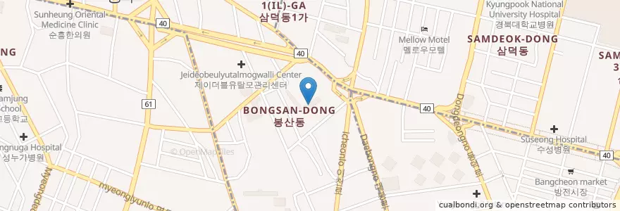 Mapa de ubicacion de 경북대학교 사범대학 부설초등학교 en Korea Selatan, Daegu, 중구.