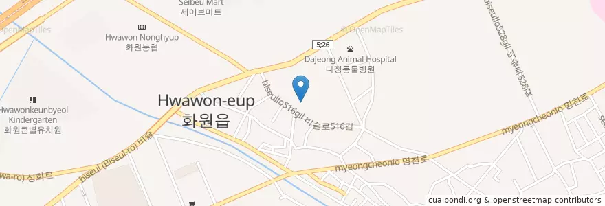 Mapa de ubicacion de Daeguhwawon Elementary School en South Korea, Daegu, Dalseong-Gun, Hwawon-Eup.