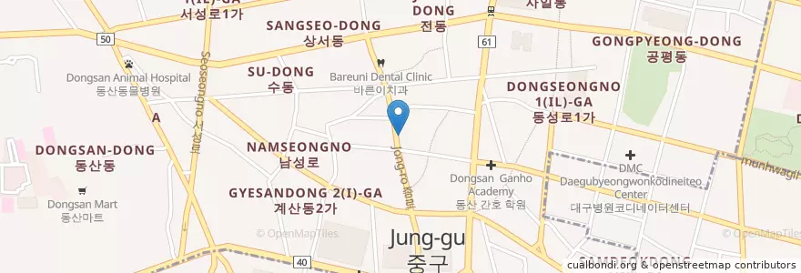 Mapa de ubicacion de 한국대구화교초등학교 en Corea Del Sur, Daegu, 중구, 성내동.