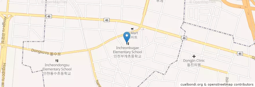 Mapa de ubicacion de 인천부개초등학교 en Corea Del Sur, Incheon, 부평구, 부개동.