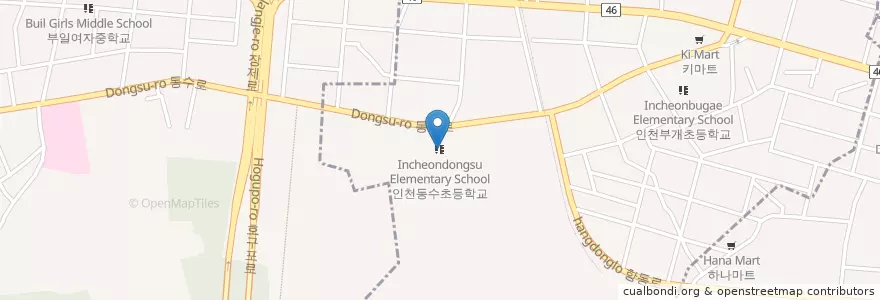 Mapa de ubicacion de 인천동수초등학교 en Coreia Do Sul, 인천, 부평구, 부개동.