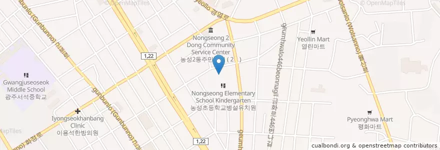 Mapa de ubicacion de 광주농성초등학교 en Zuid-Korea, Jeollanam-Do, Gwangju, 서구.