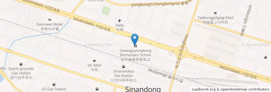Mapa de ubicacion de 광주용봉초등학교 en كوريا الجنوبية, 전라남도, غوانغجو, 북구.