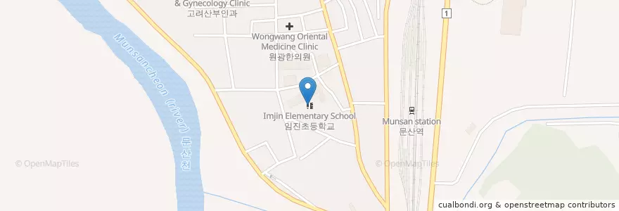 Mapa de ubicacion de 臨津初等学校 en 大韓民国, 京畿道, 坡州市, 문산읍.