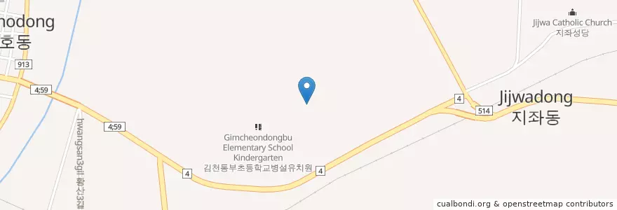 Mapa de ubicacion de 김천동부초등학교 en 대한민국, 경상북도, 김천시.