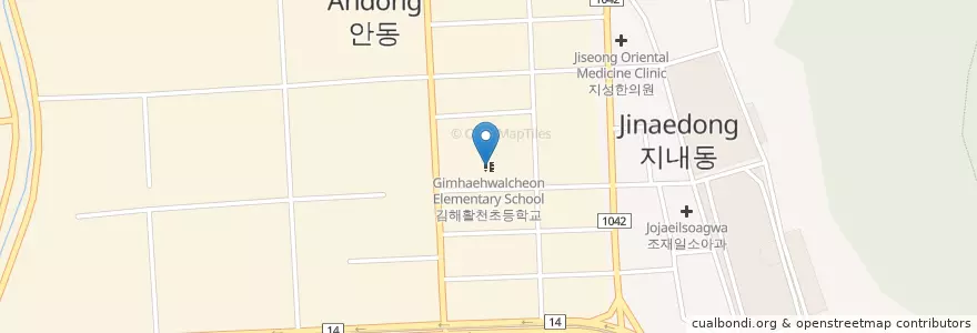 Mapa de ubicacion de 김해활천초등학교 en 대한민국, 경상남도, 김해시.